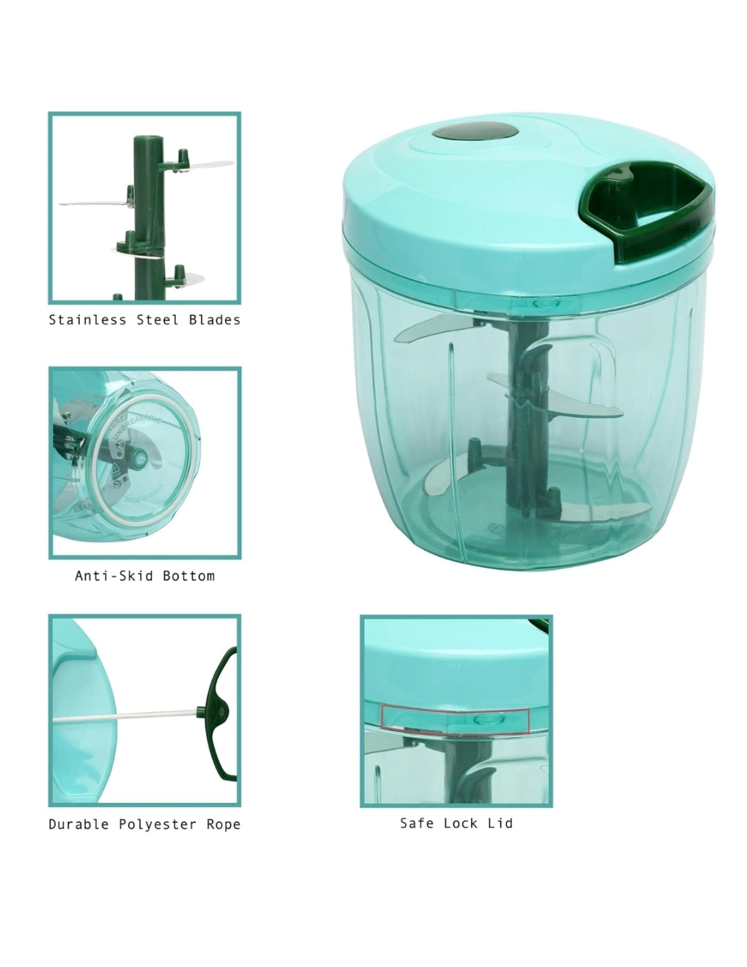 Vegetable Chopper 750 ml with 5 Blades – Easy Home Kitchen Cutter