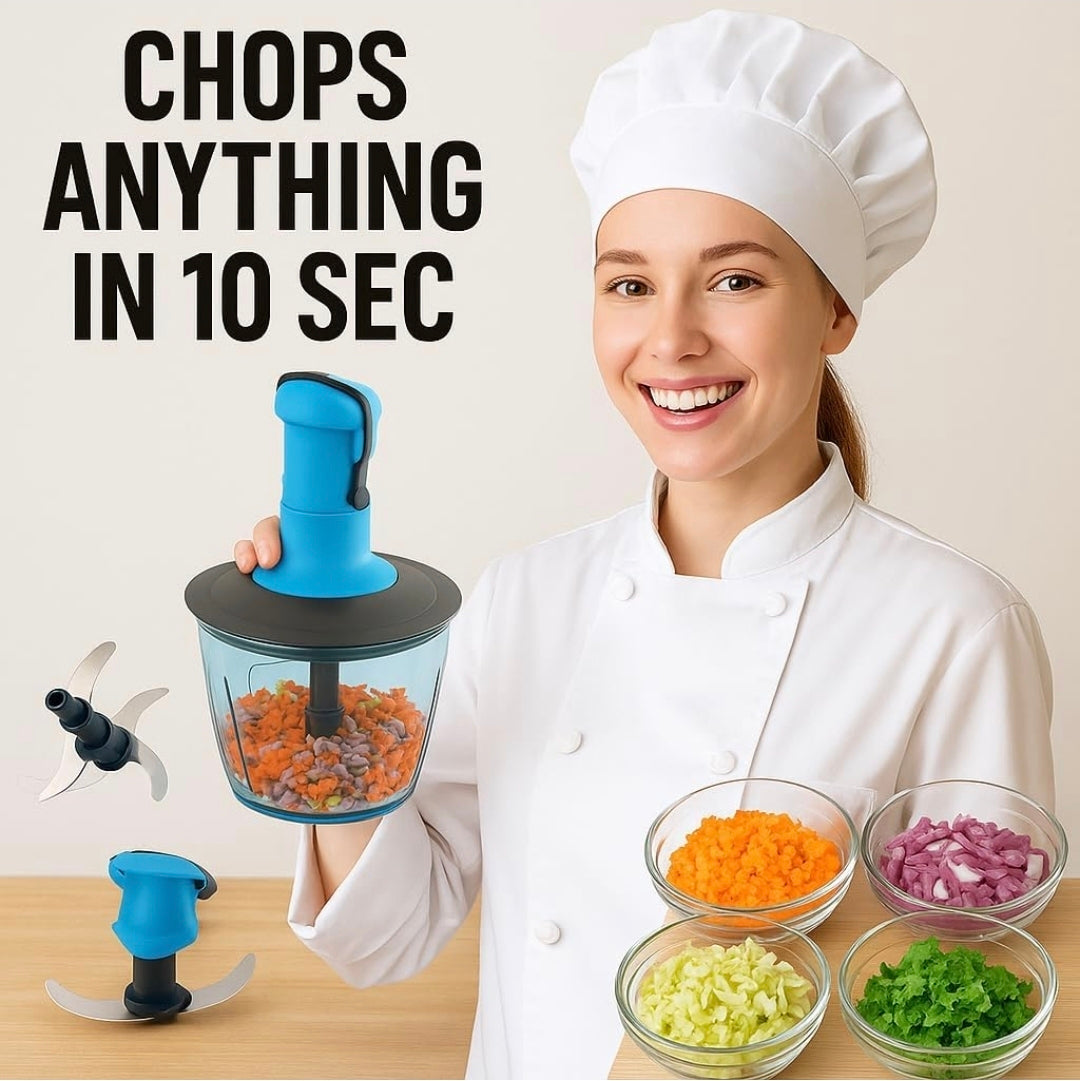 Push Chopper 500 ml with 3 Blades, Vegetable Chopper Kitchen Accessories Items for Home Cutting Vegetables